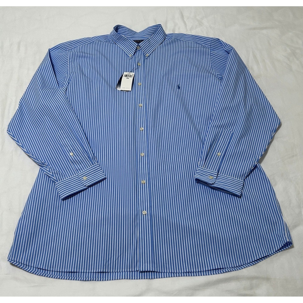 Polo Ralph Lauren Mens 3XB Blue White Striped Stretch Button Down Shirt NWT
